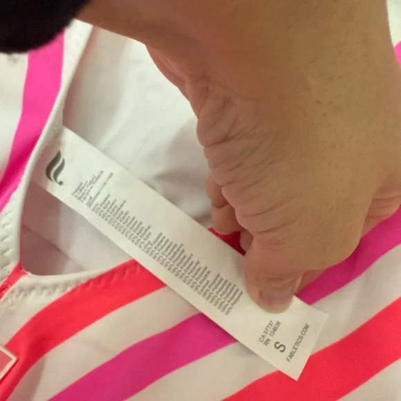 Fabletics Vibrant Pink and White Striped Swimwear - Picture 3 of 3